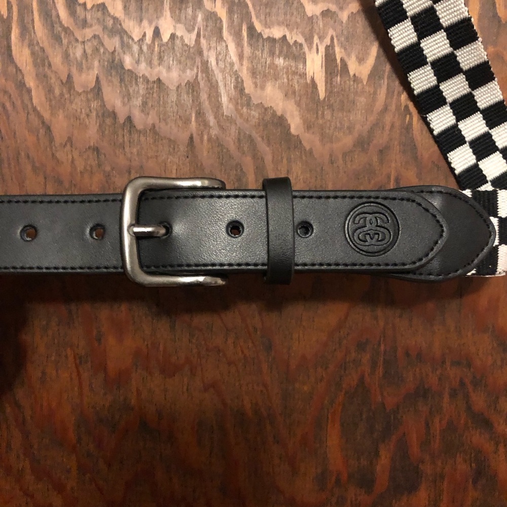 Stuasy Checkered Leather Belt Small